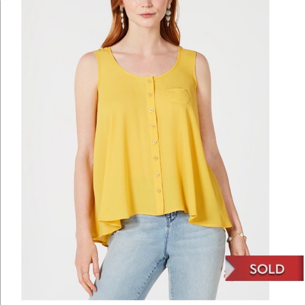 Style & Co Swing Sleeveless Blouse Size L Tumeric